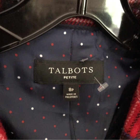 TALBOTS wool blend plaid blazer size 8P 8 petite -38 chest -23.5” long - Picture 5 of 9